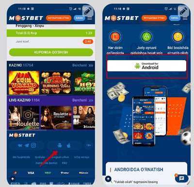Skachat Mostbet UZ ilovasi Android uchun